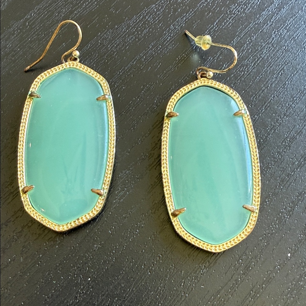 Kendra Scott Aqua large Teardrop Gold-Frame Earrings